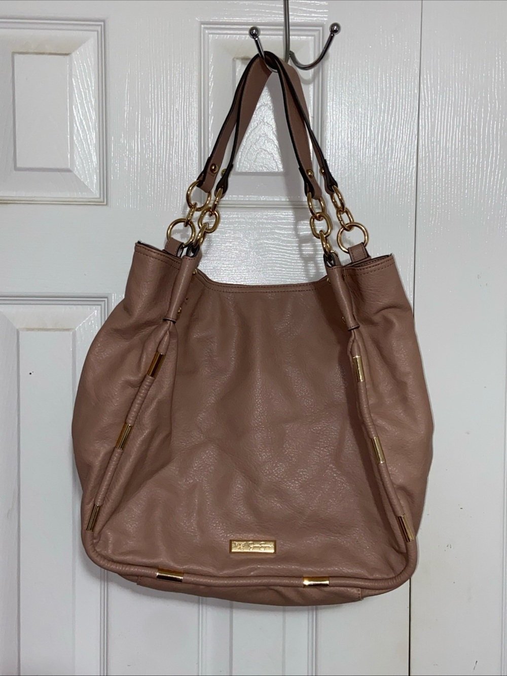 Jessica Simpson Taupe Hobo Bag with Gold Hardware